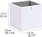 Amazon Basics Collapsible Cube Storage Organizer Bins, Closet Organizer Baskets for Shelves, Space-Saving, White, 13" x 15" x