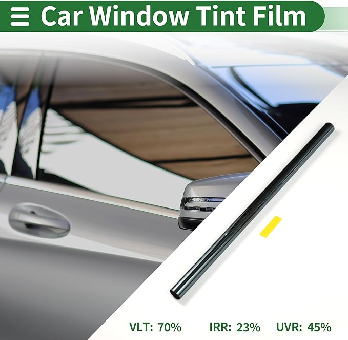 Motoforti Nano Ceramic Car Window Tint Film VLT 70% IRR 23% UVR 45% Blue 14.76 ft x 35.43 Inch Privacy Film 2mil PET 1 Pc