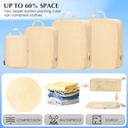 Carry on Compression Packing Cubes Travel for Suitcases ，Compressible Packing Cubes for Travel Women Packing Organizers 4 Set