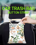 Car Garbage Can, Car Trash Bag, Car Garbage Bag, Hanging Car Trash Can for Car Accessories, Vehicle, Travelling, Camping, Cute Car Back Seat Organizer, White Beautiful Floral