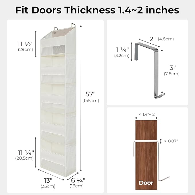 GRANNY SAYS Over the Door Organizer, 5-Shelf Waterproof Behind the Door Storage with 8 Pockets and Clear Window, Anti Tilt 45