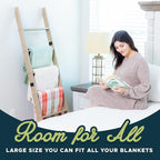 Blanket Ladder for Living Room and Bedroom, 5ft 8 inch, 6-Tier Wall Leaning Laminate No-Snag Construction (Smokey Oak) Rustic