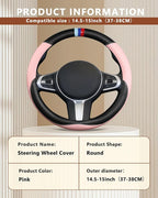 Customized Auto Car Steering Wheel Cover for BMW X1 X2 X3 X4 X5 X6 X7 i3 i4 i5 i8 535i 740Li 335i M3 M4 M5 Z1 Z3 Z4 Z5 (Pink)