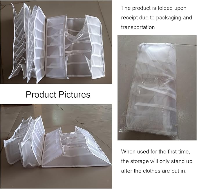 Underwear Organizer, 3 Set Foldable Bra Underwear Organizer Drawer Divider Storage Organizer for Underwear, Socks, Ties, Bras