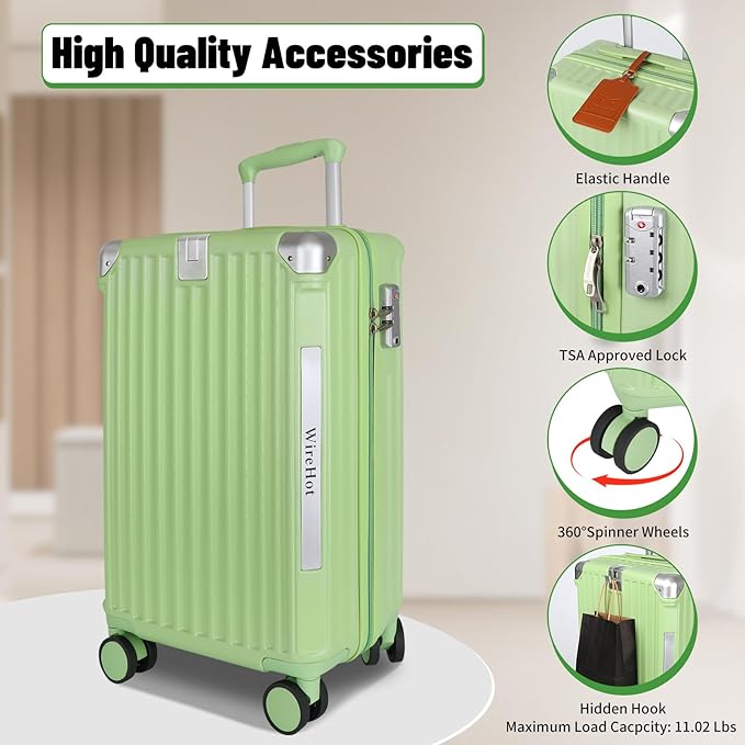 WireHot 22x14x9 Airline Approved Vintage Style Carry On Luggage with Backpack Sets, ABS+PC Hardshell Small 20 inch Retro Suit