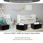 COMFY-HOMI 3 pcs Large Storage Baskets for Shelves, Laundry Basket, Woven Rope Basket, Closet Organizer Bins for Clothes Blan