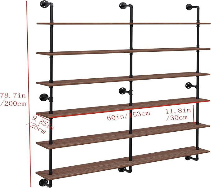 Floating Shelves for Wall Living Room Shelves Bookshelf Industrial Pipe Shelving Shelf Real Wood Planks 60 inch Rustic Wall S