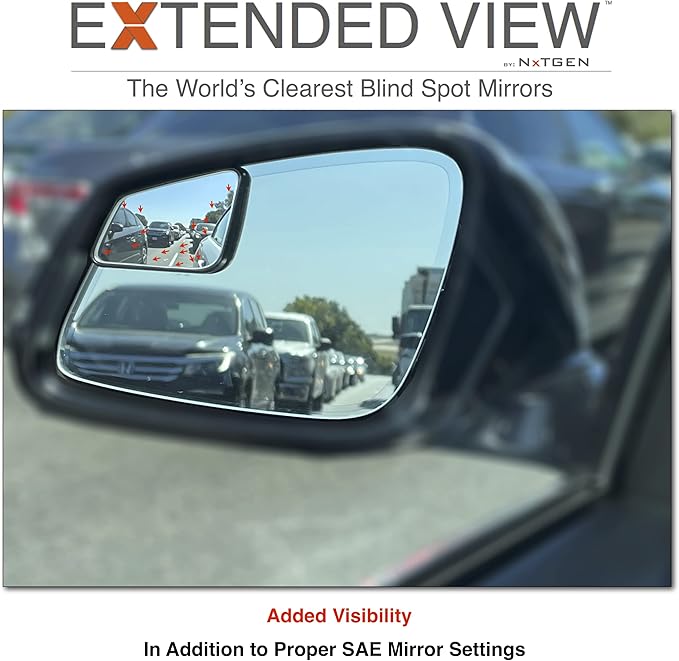 Blind Spot Mirror - Extended View, Premium Real Glass, Custom Fit - Compatible with BMW X2 F39 - Set of 2 (Left & Right)