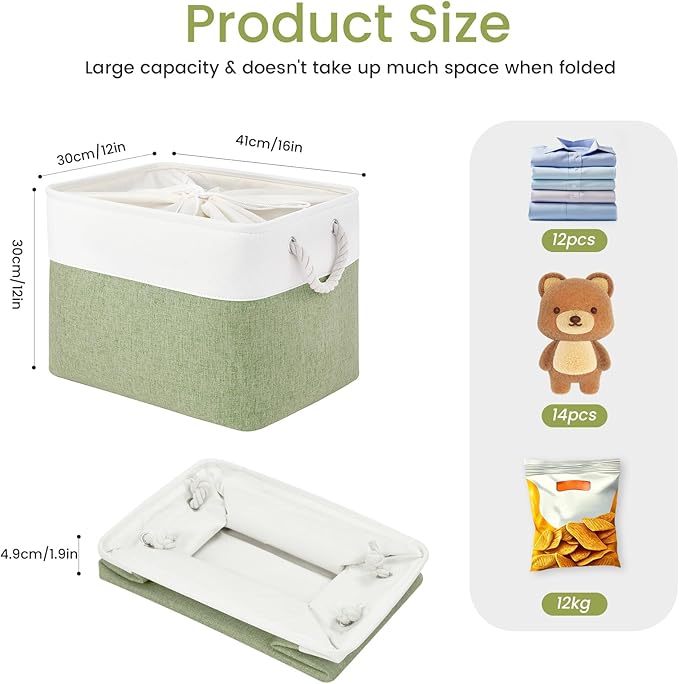 Large Storage Baskets- 16x12x12 inch Storage Bins for Shelves and Closet Organizing, Foldable Fabric Bin for Home Organizatio