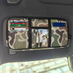 Ducks Camo Car Visor Organizer Keep Tidy Car Sun Visor Storage Bag with Big Zipper Pocket Card Holder Universal Fit for Most Cars SUV