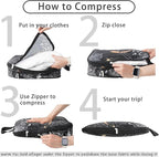 8 Pcs Compression Packing Cubes for Travel, Lightweight Waterproof Luggage Organizer Bags Set, Washable Packaging Cubes for W