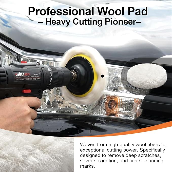 GOH DODD 38 Pieces 3 Inch Buffing Polishing Pads, Car Foam Drill Polishing Pad Kit Sponge Pads Buffer Polisher Kit Headlight 
