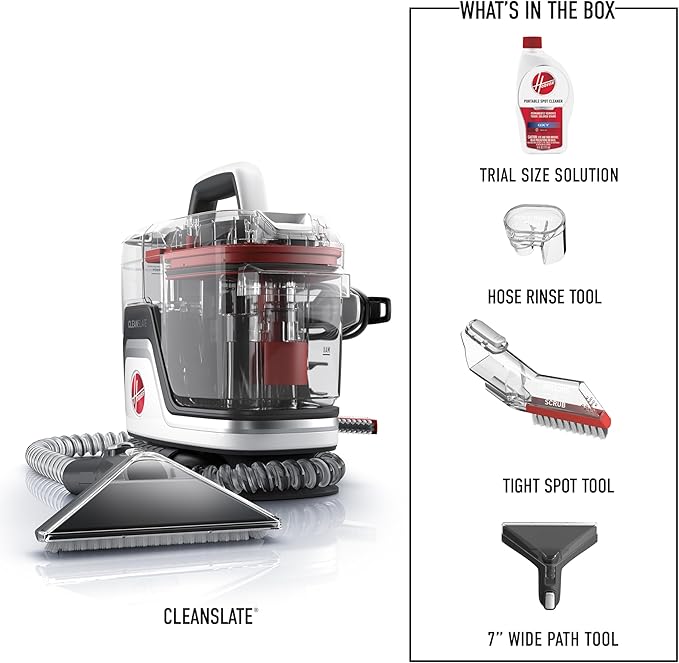 Hoover CleanSlate Plus Portable Carpet + Upholstery Spot Cleaner Machine, Powerful Suction with Versatile Tools, Pet Stain Re
