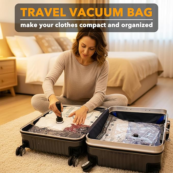 SpaceAid Travel Vacuum Bags for Luggage with Electric Pump, 21 Pack Vacuum Seal Bags for Clothing Travel, Space Saver Compres