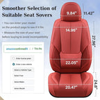 Coverado Car Seat Covers Full Set, Car Seat Protector Waterproof, Nappa Leather Car Seat Cushion, Red Seat Covers for Cars, F