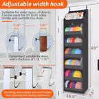 Toread 7-Layer Door-Mounted Baseball Cap Organizer, Dust-Proof Hat Rack Holds 90 Hats, Adjustable Non-Slip Hooks, Multi-Purpo