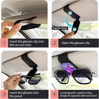 Sunglasses Holder for Car Visor, PU Leather Glasses Clip Organizer, Cute Magnetic Eyeglass Holder for Vehicle Sun Visor, Car Interior Accessory for Women & Men Purple Butterfly Bloom