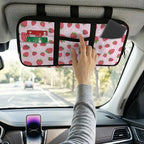 Pink Strawberry Car Sun Visor Organizer with Card Holder Car Visor Organizer Fashion Cars Accessories Easy to Store for Cars, SUVs & Trucks