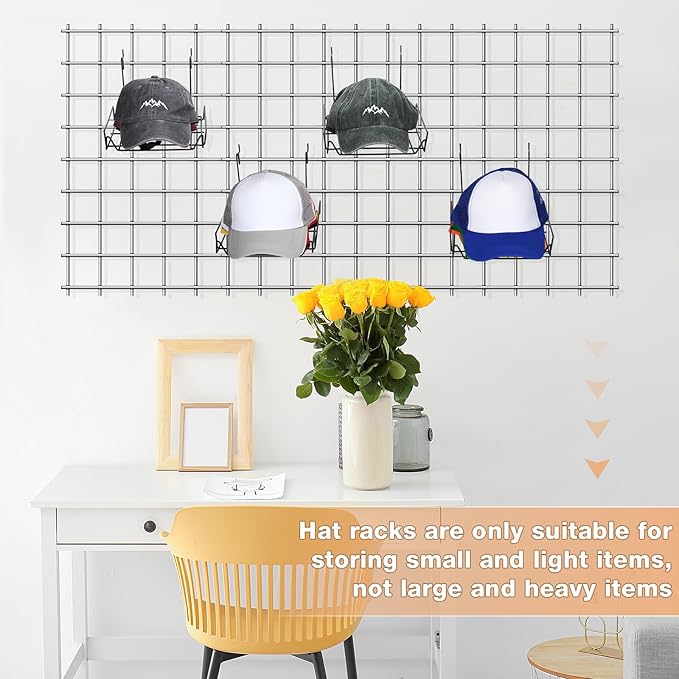 Yaocom 6Pcs Metal Hat Rack Display, Black, Wall Mounted, Multifunctional Storage for Slatwall, Grid, Pegboard, Home Retail Sh