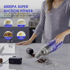 Handheld Vacuum Cordless Rechargeable – 6000Pa Mini Hand Held Vacuum, LED Light, 20–25 Mins Runtime, USB Charging, 500ML Cup 