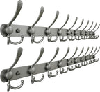 Dseap Coat Rack Wall Mount - 38” Long 10-Tri-Hooks Heavy Duty Coat Hanger Rail Wall Hooks for Hanging Coats Hats Clothing Clo