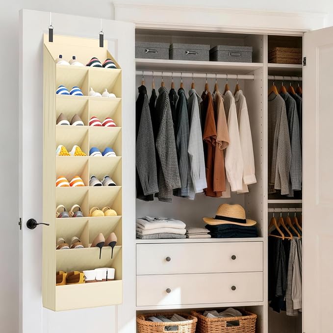 Lifewit 8 Tier Over the Door Shoe Organizer with 15 Large Deep Pockets, Fabric Hanging Shoes Shelf for Closet, Dorm Storage, 
