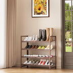 Metal Shoe Rack for Closet,entryway, 4-Tier Shoe Organizer, Adjustable Flat or Angled Shelves, Holds up to 20 Pairs Shoes