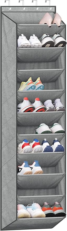 SLEEPING LAMB Over The Door Shoe Organizer for Closet with Large Deep Pockets, Narrow Shoe Rack for Door Hanging Boots Storag