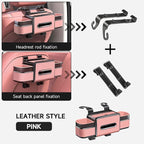 Multifunctional Car Seat Back Organizer Box with Drink Cup Holder, Makeup Mirror, Tissue Box& Hooks for Car Seat Back, New Upgrade Car Headrest Backseat Organizer Suitability for Wife, Girlfriend