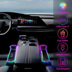 LED Car Seat Gap Filler Organizer Car Gap Filler with 10 Light Music Rhythm Modes USB and Type-C Charger Fit for iPhone Android (2 Pack)