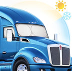 Semi-Truck Sun Shade for Windshield and Side Windows | 300T Sunshade Maximum Coverage | Block Sun Heat Rays |Fits for Semi, Commercial & Big Rig Truck, RV (Side Velcro)…