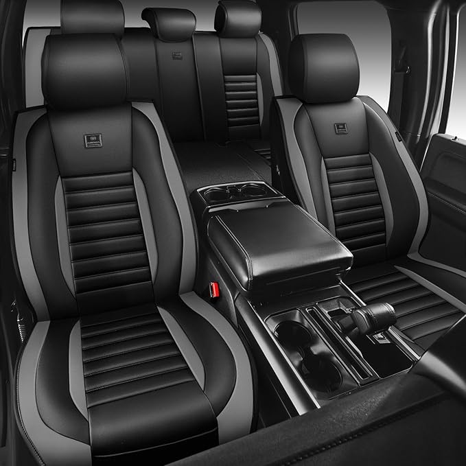 CAR PASS Nappa Leather Car Seat Covers Full Set, Luxury Seat Protector for Cars, Waterproof Anti-Slip Seat Cushion Armrest Co