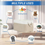 Temary Fabric Storage Baskets 4Pack Storage Bins Decorative Basket for Gift, Clothes Bin with Rope Handle, Rectangle Baskets 