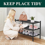Smiry Bamboo Shoe Rack 3-Tier, Stackable Wooden Shoe Organizer for Entryway & Closet, Free Standing Wood Shoe Storage Shelf f