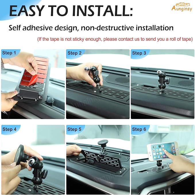 Aunginsy Center Console Dash Storage Organizer Tray with Magnetic Phone Holder Compatible with Toyota Tundra/Sequoia 2022-2026, Dashboard Multi-Functional Mobile Phone Mount Storage Box Accessories