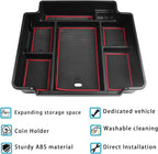 EDBETOS Center Console Organizer Tray for 2021-2026 Chevy Tahoe/Suburban and 21-2024 GMC Yukon Accessories, Fit Standard Console with Charging Socket Only, NOT for Power Sliding Console, Red