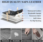 Coverado Car Seat Covers Full Set, Premium Nappa Leather Seat Covers for Car, Waterproof Car Seat Protector with Lumbar Suppo