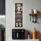 4 Tier LED Wall Shelf - Modern Floating Shelves for Makeup Vanity, Bedroom, Living Room | Easy Install Cosmetic & Display Lac