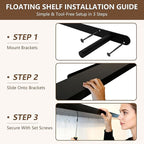 IEO Long Wooden Floating Shelves for Room Wall, Natural Wood Floating Shelves Wall Mounted Kitchen Shelf for Living Room, Bed