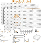 Peg Board, Total 32” x 32”, 68PCS Heavy Duty Metal Pegboard with Hooks, 4 Pack White Peg Board Panels, 50lbs Load Capacity Ea