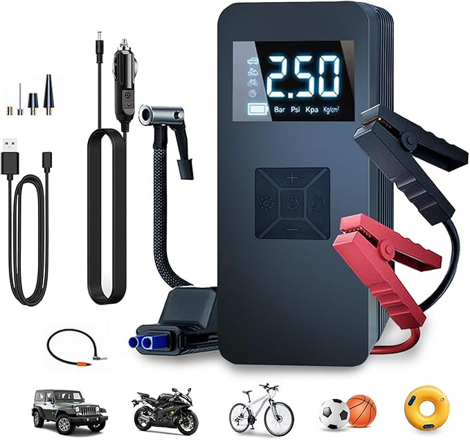 Jump Starter with Air Compressor,14.8V 8000A Peak Portable Car Battery Jump Starter Jump Box,150PSI Car Air Pump Tire