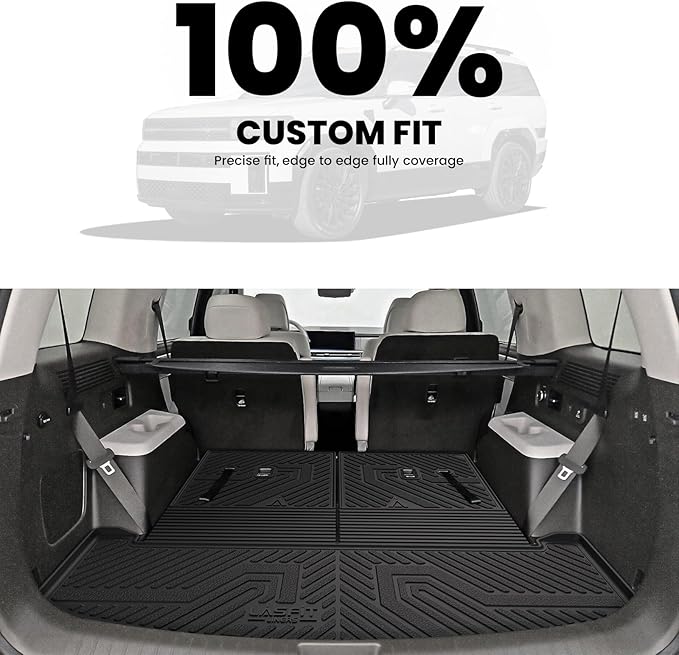 Lasfit Cargo Mat & Backrest Mats for Hyundai Santa Fe 2026 2025 2024 (Fit Gas & Hybrid), All Weather TPE Custom Fit Car Mats Trunk Mats Cargo Liners Accessoires, Black