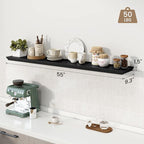 Axeman 55 Inch Floating Shelves for Wall, 9.3" Deep Crown Molding Wood Display Shelf with Heavy Duty Invisible Brackets for L