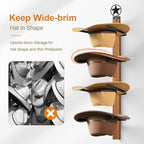 Cowboy Hat Rack, 4-Piece Western Hat Rack For Wall with Natural Wooden Board, Gift Cowboy Hat Holder for Wall Décor Keeps Ori