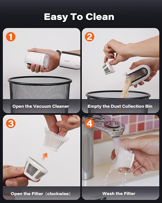 A2C Handheld Vacuum Cordless with 19000Pa Strong Suction, Mini Car Vacuum Cleaner with HEPA Filter, 2 Suction Modes, Multi-No