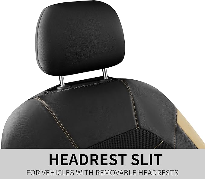 Beige Seat Covers,Sport and Breathable Seat Covers, Anti-Slip Universal Fit Automotive for Cars Sedan SUV and Truck(2 Pieces,