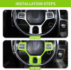 Hoolcar Interior Steering Wheel Cover ABS Trim Compatible with 2010-2017 Dodge RAM Accessories, Light Green