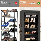 VTRIN Vertical Narrow Shoe Rack Organizer 10 Tier Tall Shoe Shelf Holds 20-22 Pairs with Non-Woven Dustproof Cover for Closet