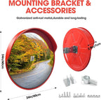 Convex Traftic Mirror - 24" Outdoor Driveway & Security Parabolic Safety Mirrors, Acrylic Blind Spot Mirror for Garage Retail Stores