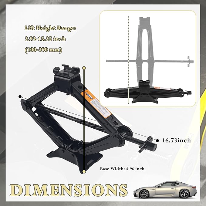Car Scissor Jack Kit with Lug Wrench & Ratchet Wrench,2T Car Jack Kit for Cars Lifting & Tire Changing,Heavy Duty Scissor Jac